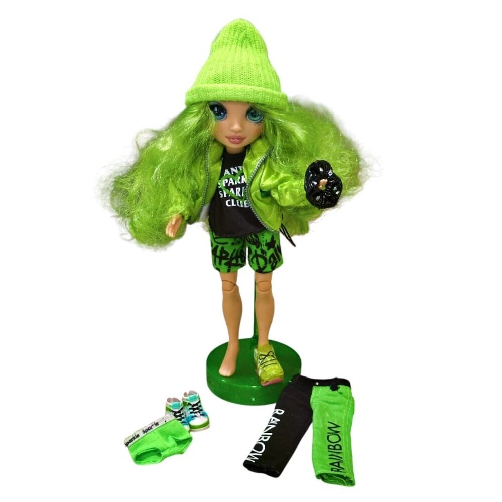 Rainbow High Series 1 Jade Hunter Green Fashion Doll with Stand and Extra Pieces